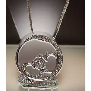 JTW Sterling Silver 925 Diamond Hearts Pendant With 18 Inch 926 Box Chain